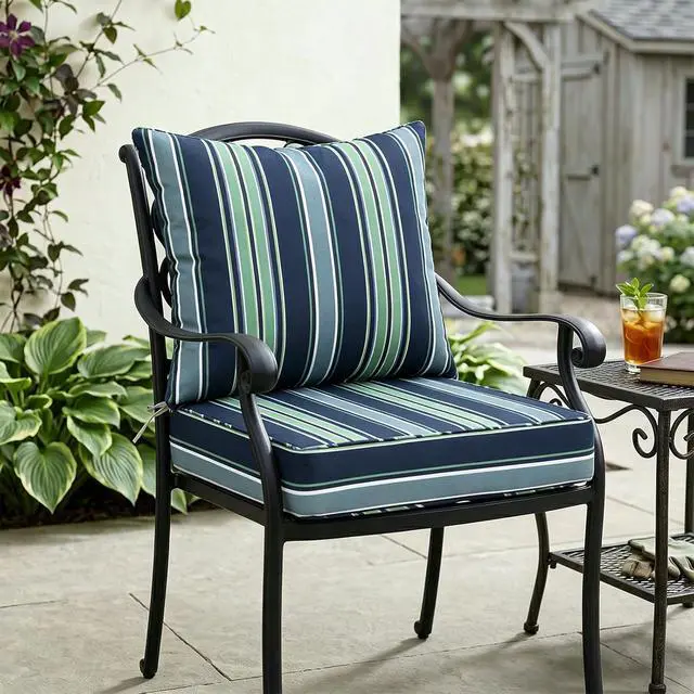 Alt view image 7 of 7 - Outdoor Deep Seat Patio Seat Cushion Set, 24 x 24 x 5 inch, 2-Piece Back Chair Cushion, 1 Pack, Seabrook Stripe