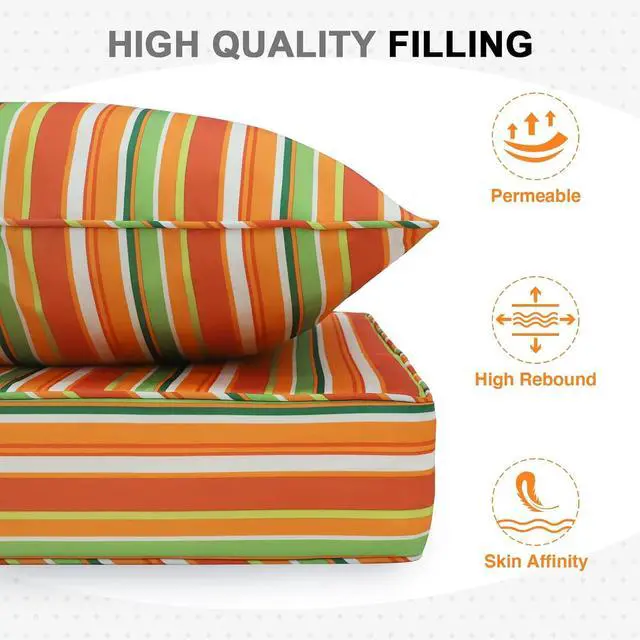 Alt view image 6 of 7 - Outdoor Deep Seat Patio Seat Cushion Set, 24 x 24 x 5 inch, 2-Piece Back Chair Cushion, 1 Pack, Rainbow