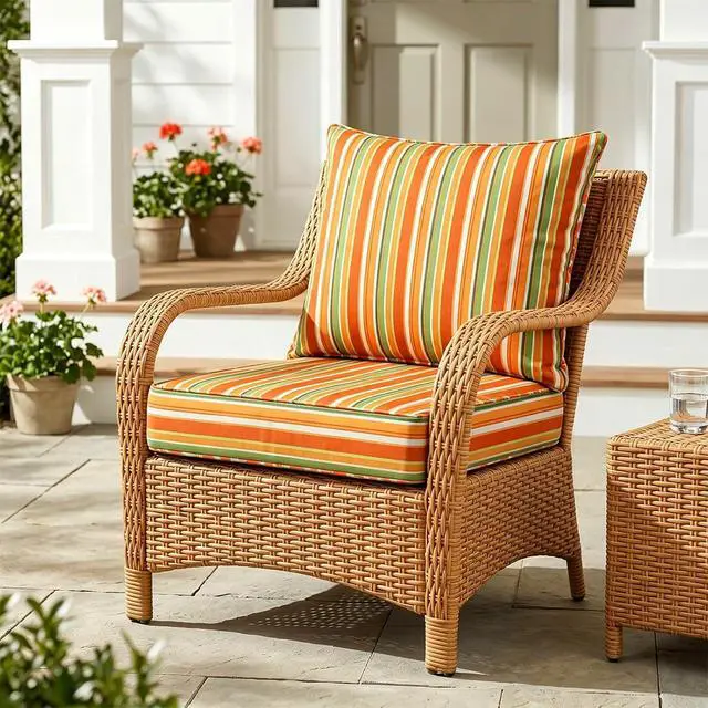 Alt view image 5 of 7 - Outdoor Deep Seat Patio Seat Cushion Set, 24 x 24 x 5 inch, 2-Piece Back Chair Cushion, 1 Pack, Rainbow