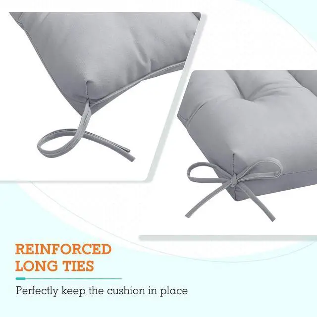 Alt view image 2 of 7 - Tufted Outdoor/Indoor High Back Patio Chair Cushions, 2 Pack, 46'' x 22'', Light Gray