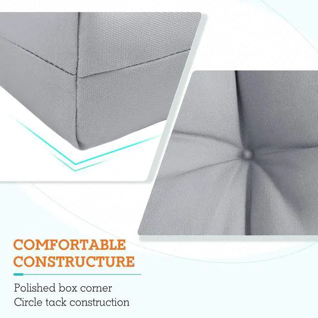 Alt view image 4 of 7 - Tufted Outdoor/Indoor High Back Patio Chair Cushions, 2 Pack, 46'' x 22'', Light Gray