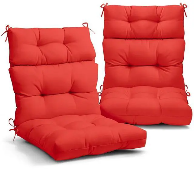 Main image of Tufted Outdoor/Indoor High Back Patio Chair Cushions, 2 Pack, 46'' x 22'', Bright Red