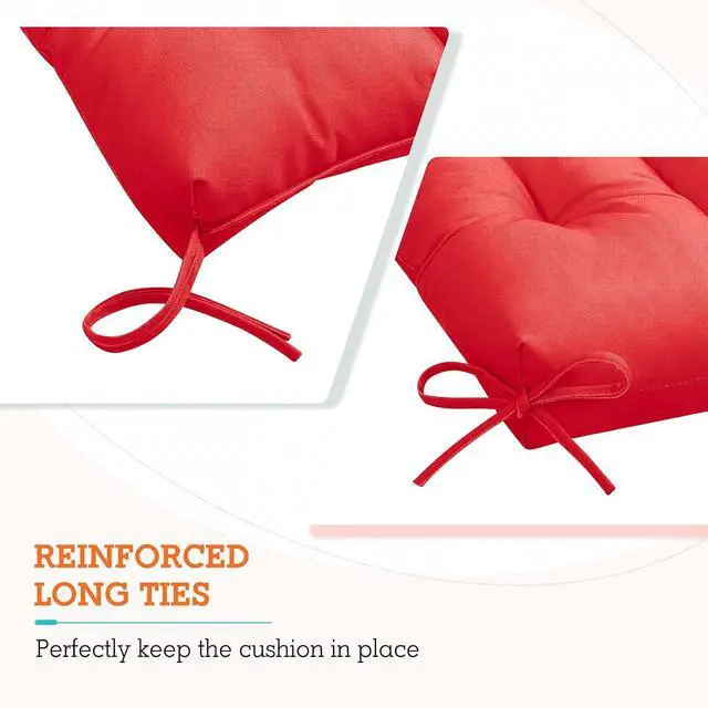 Alt view image 2 of 7 - Tufted Outdoor/Indoor High Back Patio Chair Cushions, 2 Pack, 46'' x 22'', Bright Red