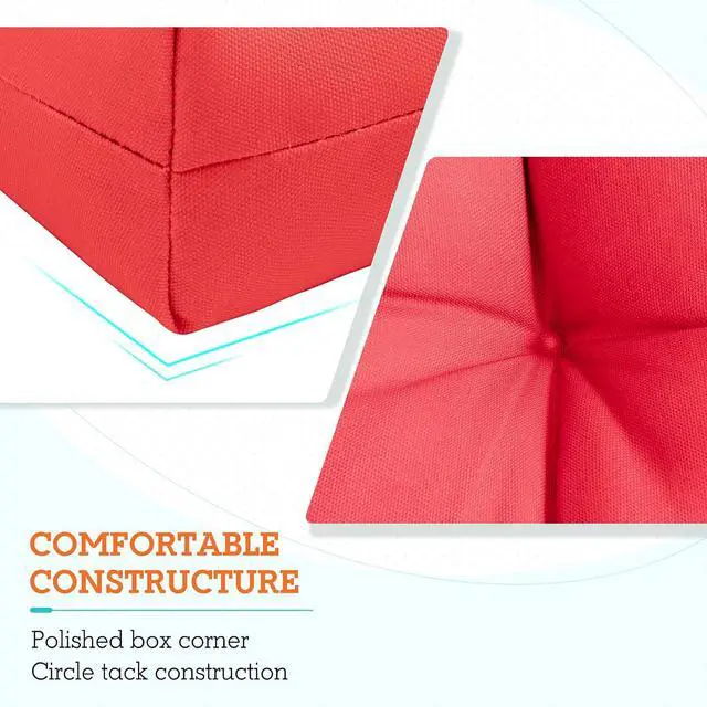Alt view image 4 of 7 - Tufted Outdoor/Indoor High Back Patio Chair Cushions, 2 Pack, 46'' x 22'', Bright Red