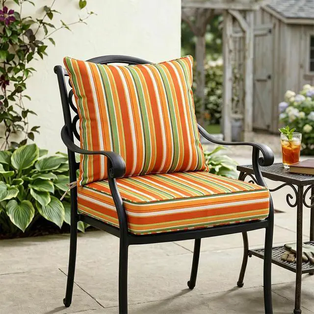 Alt view image 7 of 7 - Outdoor Deep Seat Patio Seat Cushion Set, 24 x 24 x 5 inch, 2-Piece Back Chair Cushion, 1 Pack, Rainbow