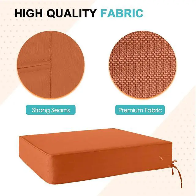 Alt view image 2 of 7 - Outdoor Deep Seat Patio Seat Cushion Set, 24 x 24 x 5 inch, 2-Piece Back Chair Cushion, 1 Pack, Burnt Orange