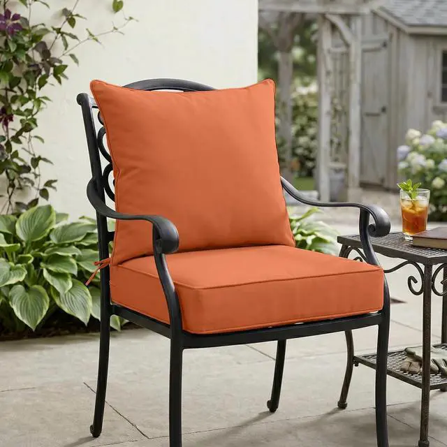 Alt view image 7 of 7 - Outdoor Deep Seat Patio Seat Cushion Set, 24 x 24 x 5 inch, 2-Piece Back Chair Cushion, 1 Pack, Burnt Orange