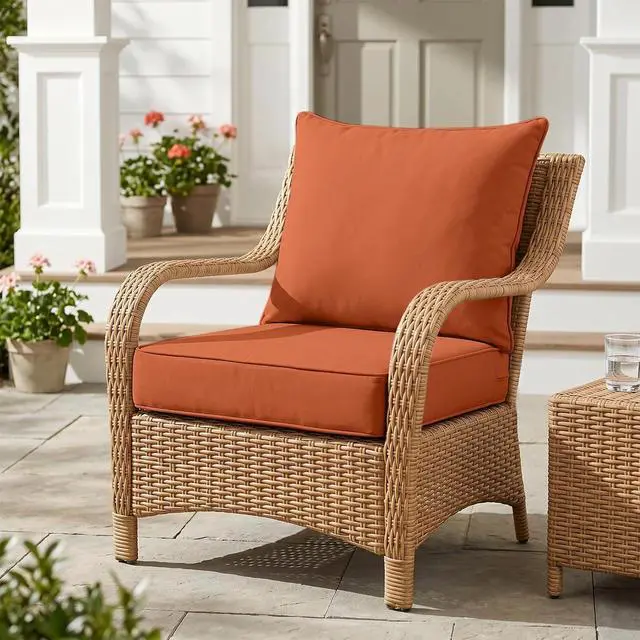 Alt view image 5 of 7 - Outdoor Deep Seat Patio Seat Cushion Set, 24 x 24 x 5 inch, 2-Piece Back Chair Cushion, 1 Pack, Burnt Orange