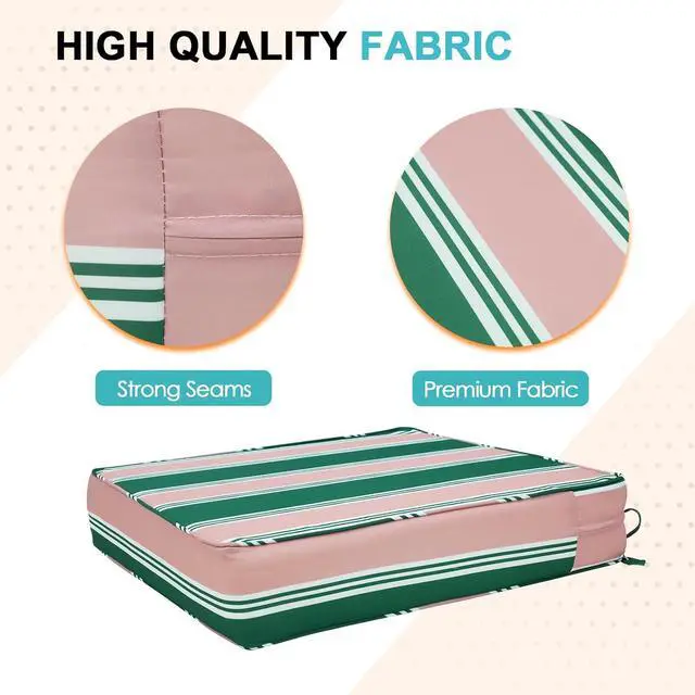 Alt view image 2 of 7 - Outdoor Deep Seat Patio Seat Cushion Set, 24 x 24 x 5 inch, 2-Piece Back Chair Cushion, 1 Pack, Rosewood Stripe