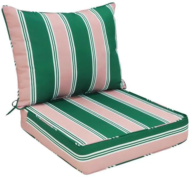 Main image of Outdoor Deep Seat Patio Seat Cushion Set, 24 x 24 x 5 inch, 2-Piece Back Chair Cushion, 1 Pack, Rosewood Stripe