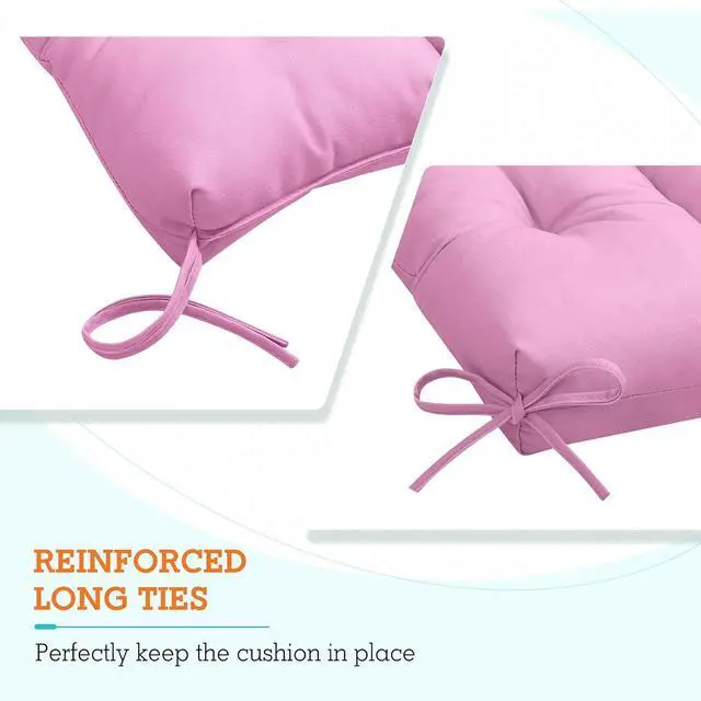 Alt view image 2 of 7 - Tufted Outdoor/Indoor High Back Patio Chair Cushions, 2 Pack, 46'' x 22'', Pink