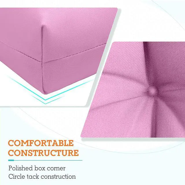 Alt view image 4 of 7 - Tufted Outdoor/Indoor High Back Patio Chair Cushions, 2 Pack, 46'' x 22'', Pink