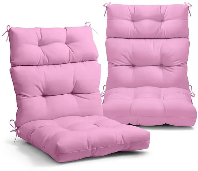 Main image of Tufted Outdoor/Indoor High Back Patio Chair Cushions, 2 Pack, 46'' x 22'', Pink