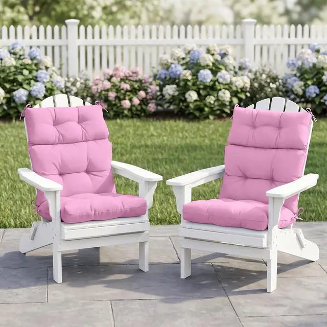 Alt view image 5 of 7 - Tufted Outdoor/Indoor High Back Patio Chair Cushions, 2 Pack, 46'' x 22'', Pink