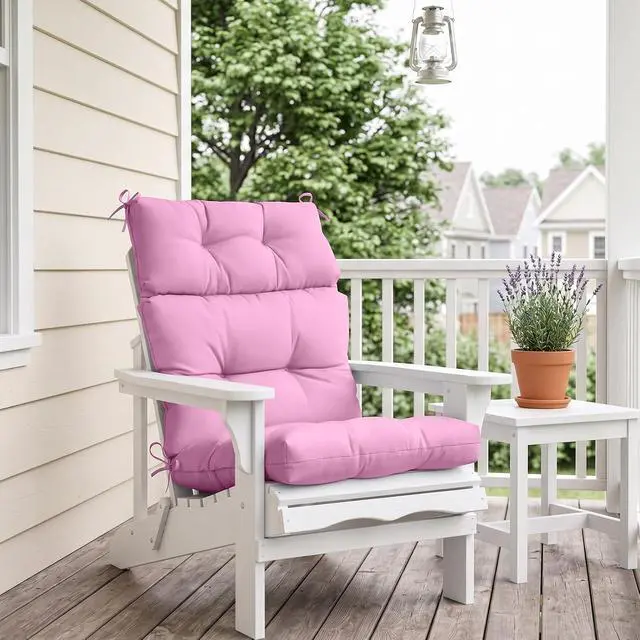 Alt view image 7 of 7 - Tufted Outdoor/Indoor High Back Patio Chair Cushions, 2 Pack, 46'' x 22'', Pink