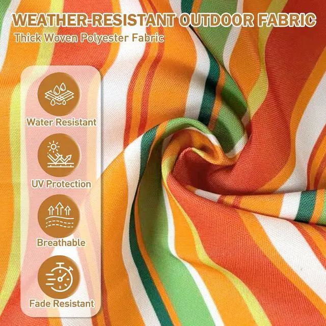Alt view image 6 of 7 - High Back Adirondack Chair Cushions, 5" Thick Non Slip Tufted Cushion for Outdoor Patio Rocking Chairs, 49x20x5 in, 2 Pack, Rainbow