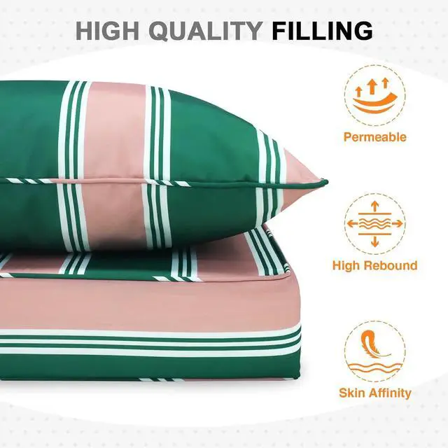 Alt view image 6 of 7 - Outdoor Deep Seat Patio Seat Cushion Set, 24 x 24 x 5 inch, 2-Piece Back Chair Cushion, 1 Pack, Rosewood Stripe