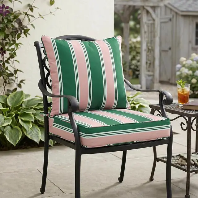 Alt view image 7 of 7 - Outdoor Deep Seat Patio Seat Cushion Set, 24 x 24 x 5 inch, 2-Piece Back Chair Cushion, 1 Pack, Rosewood Stripe