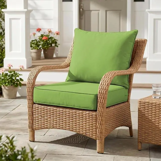 Alt view image 5 of 7 - Outdoor Deep Seat Patio Seat Cushion Set, 25 x 25 x 5 inch, 2-Piece Back Chair Cushion, 1 Pack, Green