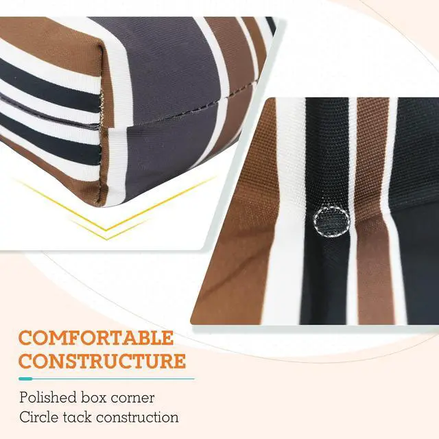 Alt view image 3 of 7 - Tufted Outdoor/Indoor High Back Patio Chair Cushions, 2 Pack, 46'' x 22'', Brown Stripe