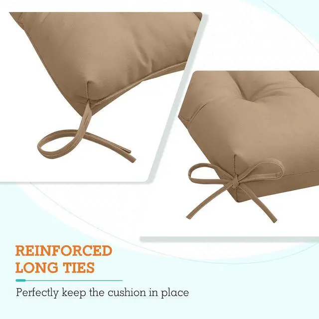 Alt view image 2 of 7 - Tufted Outdoor/Indoor High Back Patio Chair Cushions, 2 Pack, 46'' x 22'', Khaki