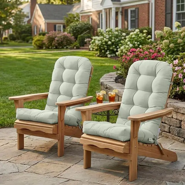 Alt view image 7 of 7 - High Back Adirondack Chair Cushions, 5" Thick Non Slip Tufted Cushion for Outdoor Patio Rocking Chairs, 49x20x5 in, 2 Pack, Sage Green