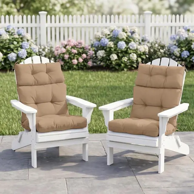 Alt view image 5 of 7 - Tufted Outdoor/Indoor High Back Patio Chair Cushions, 2 Pack, 46'' x 22'', Khaki