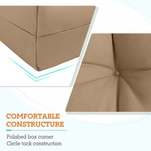 Alt view image 4 of 7 - Tufted Outdoor/Indoor High Back Patio Chair Cushions, 2 Pack, 46'' x 22'', Khaki