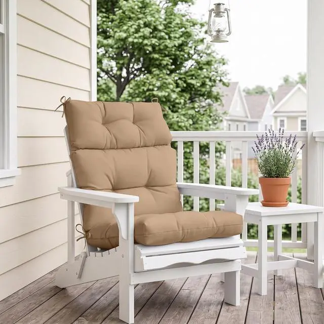 Alt view image 7 of 7 - Tufted Outdoor/Indoor High Back Patio Chair Cushions, 2 Pack, 46'' x 22'', Khaki