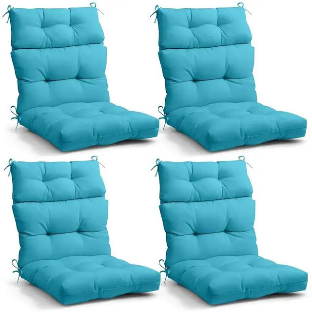 Main image of Tufted Outdoor/Indoor High Back Patio Chair Cushions, 4 Pack, 46'' x 22'', Blue