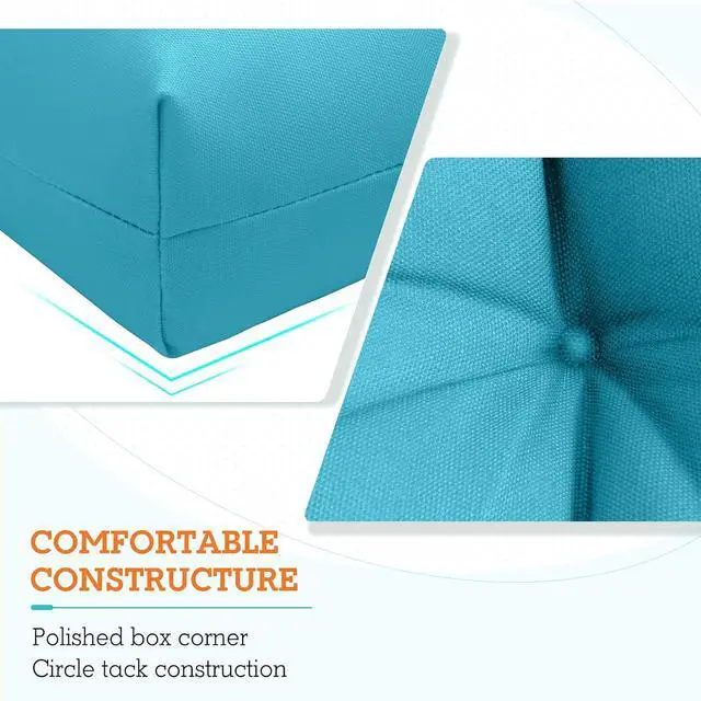 Alt view image 4 of 7 - Tufted Outdoor/Indoor High Back Patio Chair Cushions, 4 Pack, 46'' x 22'', Blue
