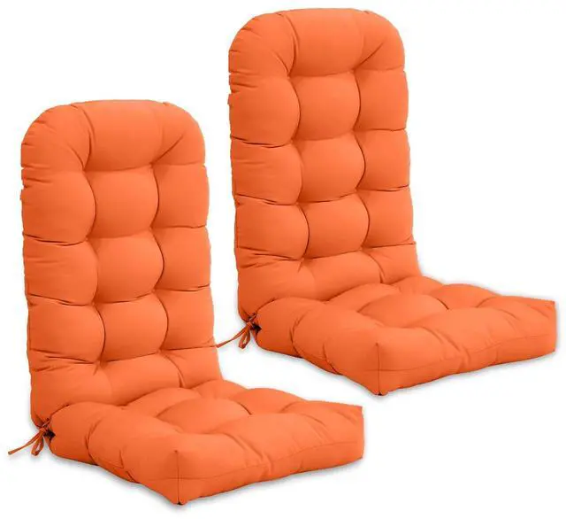Main image of High Back Adirondack Chair Cushions, 5" Thick Non Slip Tufted Cushion for Outdoor Patio Rocking Chairs, 49x20x5 in, 2 Pack, Orange