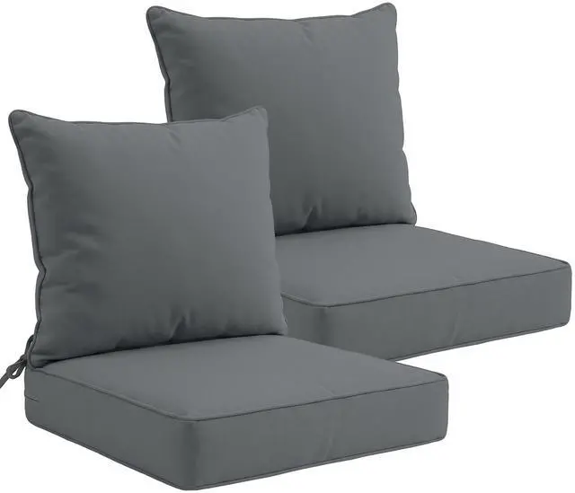 Main image of Outdoor Deep Seat Patio Seat Cushion Set, 24 x 24 x 5 inch, 2-Piece Back Chair Cushion, 2 Pack, Gray