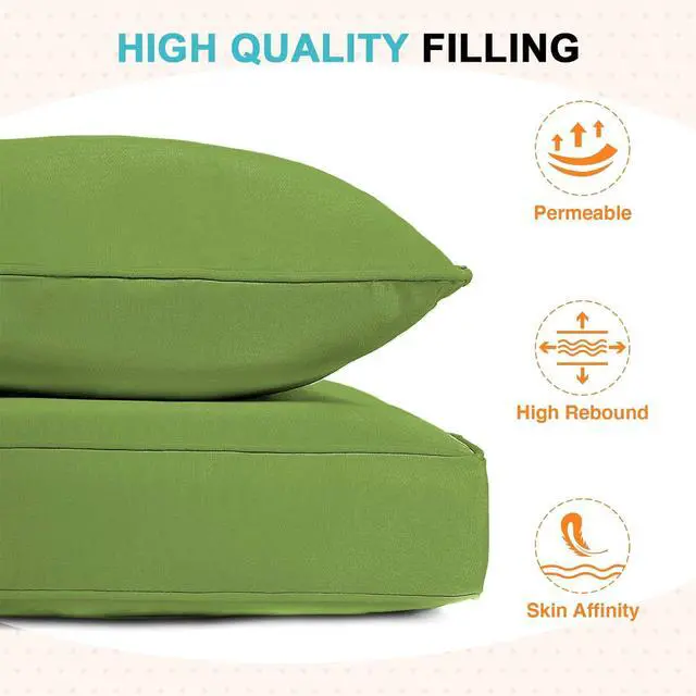 Alt view image 6 of 7 - Outdoor Deep Seat Patio Seat Cushion Set, 25 x 25 x 5 inch, 2-Piece Back Chair Cushion, 1 Pack, Green