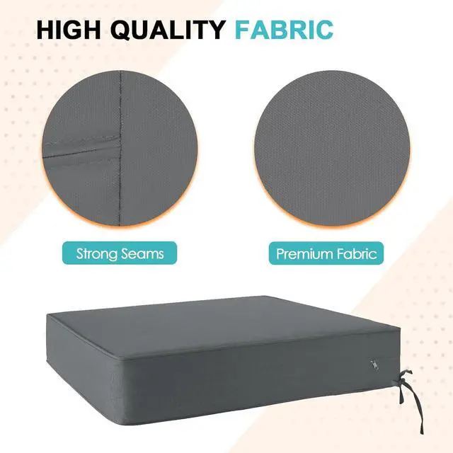 Alt view image 2 of 7 - Outdoor Deep Seat Patio Seat Cushion Set, 24 x 24 x 5 inch, 2-Piece Back Chair Cushion, 2 Pack, Gray
