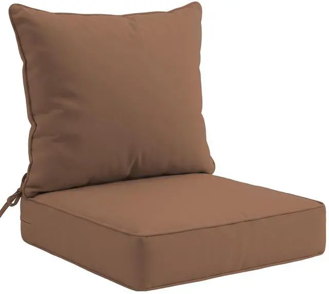 Main image of Outdoor Deep Seat Patio Seat Cushion Set, 24 x 24 x 5 inch, 2-Piece Back Chair Cushion, 1 Pack, Mocha