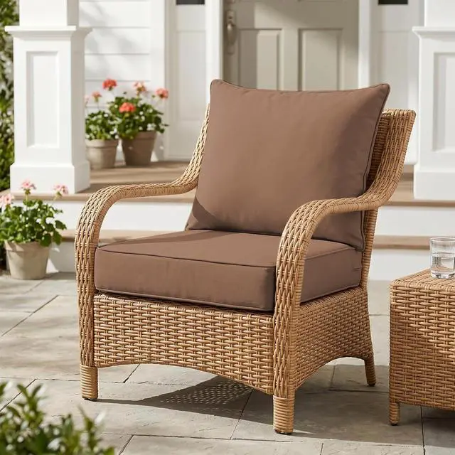 Alt view image 5 of 7 - Outdoor Deep Seat Patio Seat Cushion Set, 24 x 24 x 5 inch, 2-Piece Back Chair Cushion, 1 Pack, Mocha