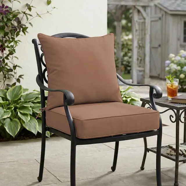 Alt view image 7 of 7 - Outdoor Deep Seat Patio Seat Cushion Set, 24 x 24 x 5 inch, 2-Piece Back Chair Cushion, 1 Pack, Mocha