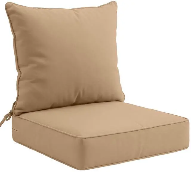 Main image of Outdoor Deep Seat Patio Seat Cushion Set, 24 x 24 x 5 inch, 2-Piece Back Chair Cushion, 1 Pack, Khaki