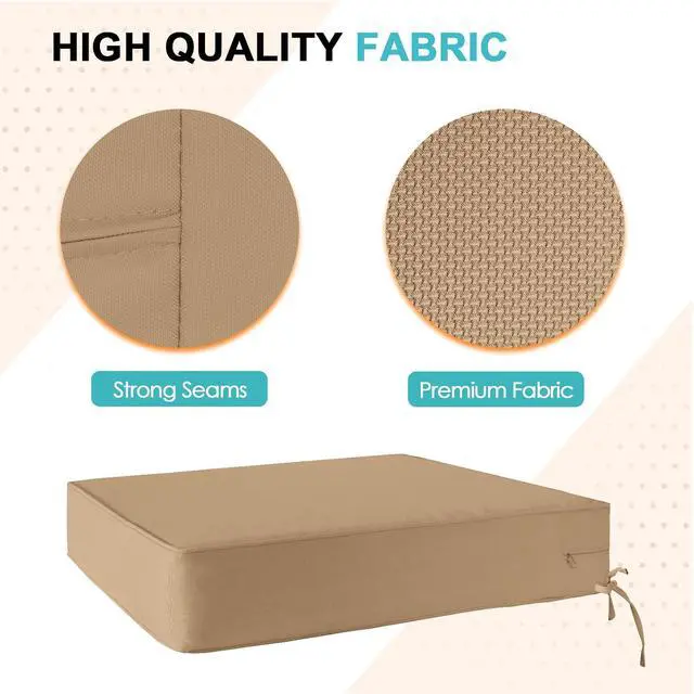 Alt view image 2 of 7 - Outdoor Deep Seat Patio Seat Cushion Set, 24 x 24 x 5 inch, 2-Piece Back Chair Cushion, 1 Pack, Khaki
