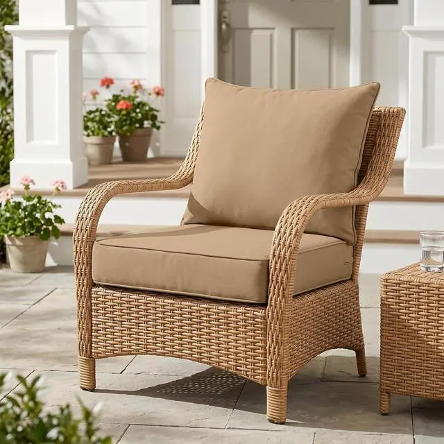 Alt view image 5 of 7 - Outdoor Deep Seat Patio Seat Cushion Set, 24 x 24 x 5 inch, 2-Piece Back Chair Cushion, 1 Pack, Khaki
