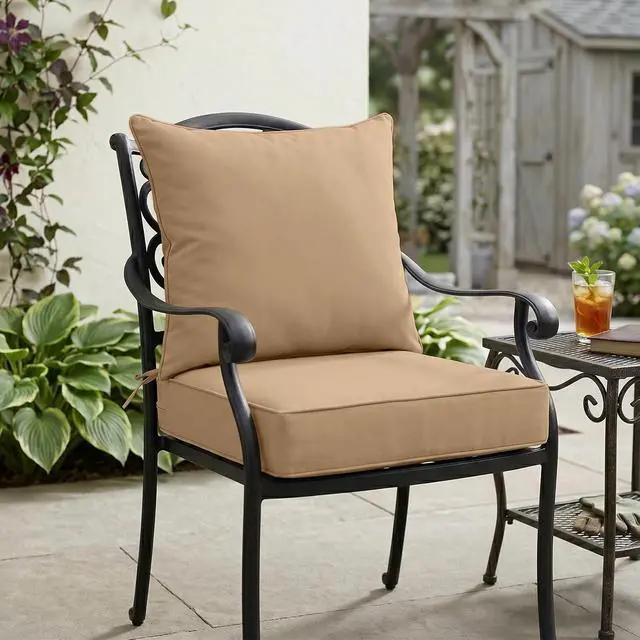 Alt view image 7 of 7 - Outdoor Deep Seat Patio Seat Cushion Set, 24 x 24 x 5 inch, 2-Piece Back Chair Cushion, 1 Pack, Khaki
