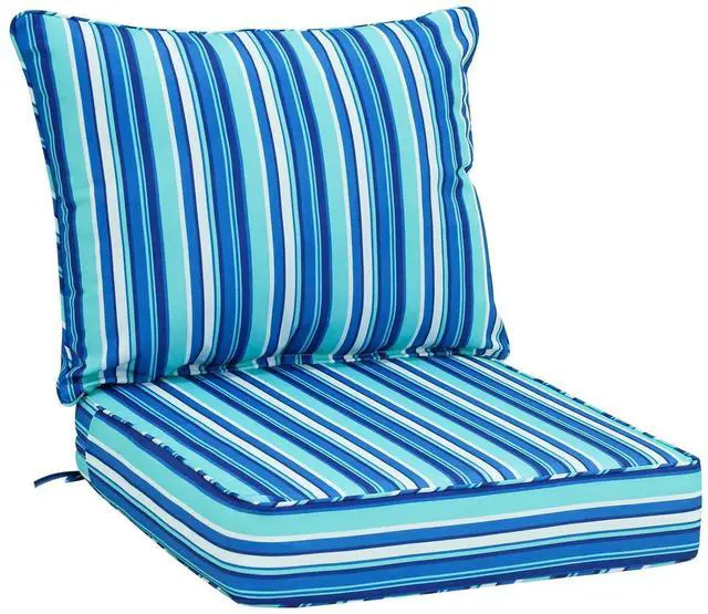 Main image of Outdoor Deep Seat Patio Seat Cushion Set, 24 x 24 x 5 inch, 2-Piece Back Chair Cushion, 1 Pack, Blue Stripe