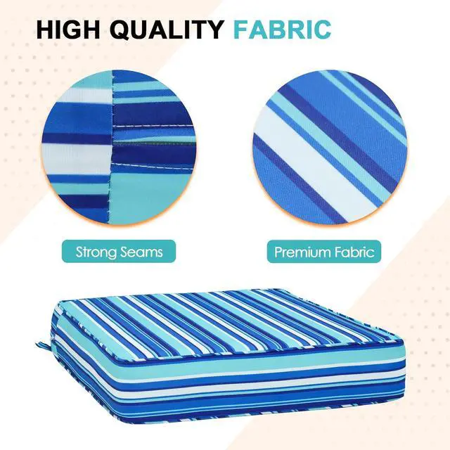 Alt view image 2 of 7 - Outdoor Deep Seat Patio Seat Cushion Set, 24 x 24 x 5 inch, 2-Piece Back Chair Cushion, 1 Pack, Blue Stripe