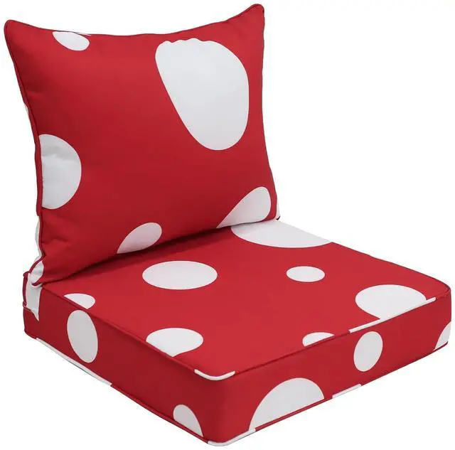 Main image of Outdoor Deep Seat Patio Seat Cushion Set, 25 x 25 x 5 inch, 2-Piece Back Chair Cushion, 1 Pack, Red Mushroom