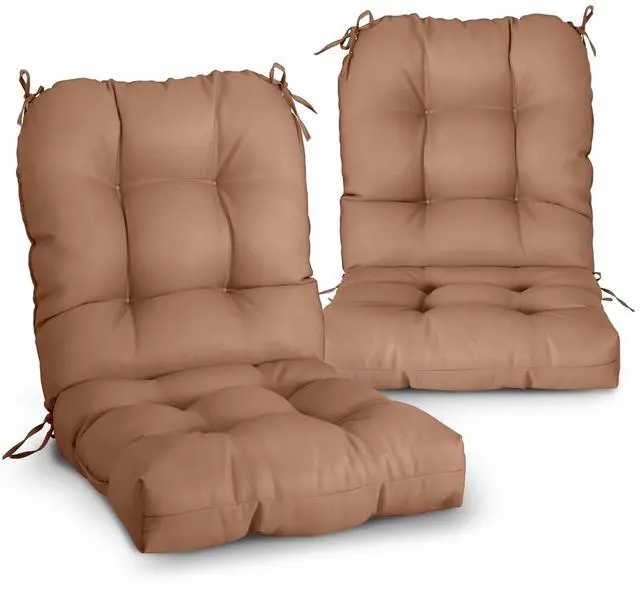 Main image of Tufted Outdoor/Indoor Seat/Back Chair Cushions, 2 Pack, 42'' x 21'', Mocha