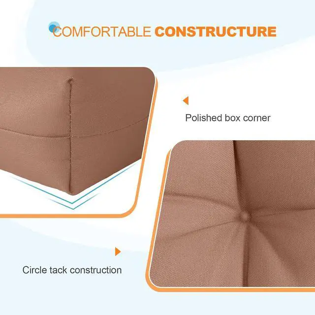 Alt view image 4 of 7 - Tufted Outdoor/Indoor Seat/Back Chair Cushions, 2 Pack, 42'' x 21'', Mocha