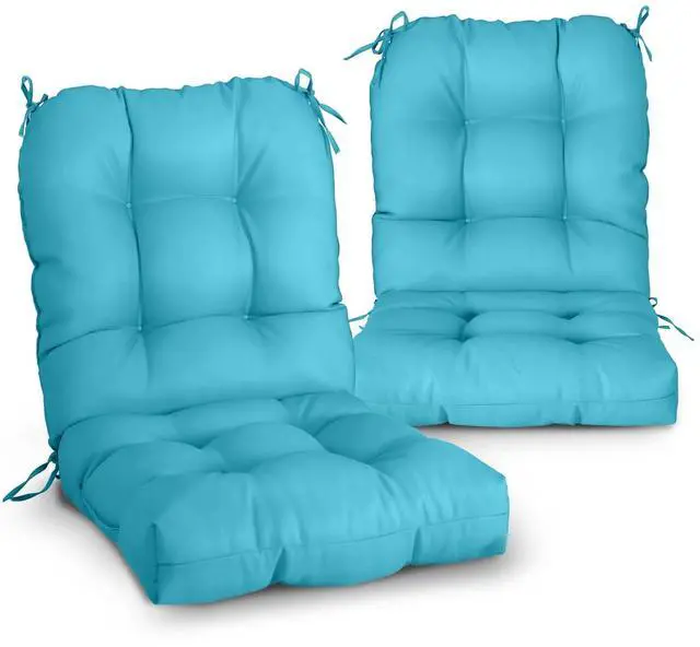 Main image of Tufted Outdoor/Indoor Seat/Back Chair Cushions, Set of 2, 42'' x 21'', Blue