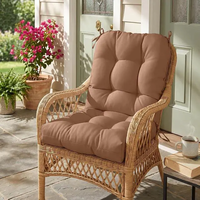 Alt view image 7 of 7 - Tufted Outdoor/Indoor Seat/Back Chair Cushions, 2 Pack, 42'' x 21'', Mocha