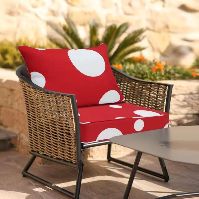 Alt view image 5 of 7 - Outdoor Deep Seat Patio Seat Cushion Set, 25 x 25 x 5 inch, 2-Piece Back Chair Cushion, 1 Pack, Red Mushroom